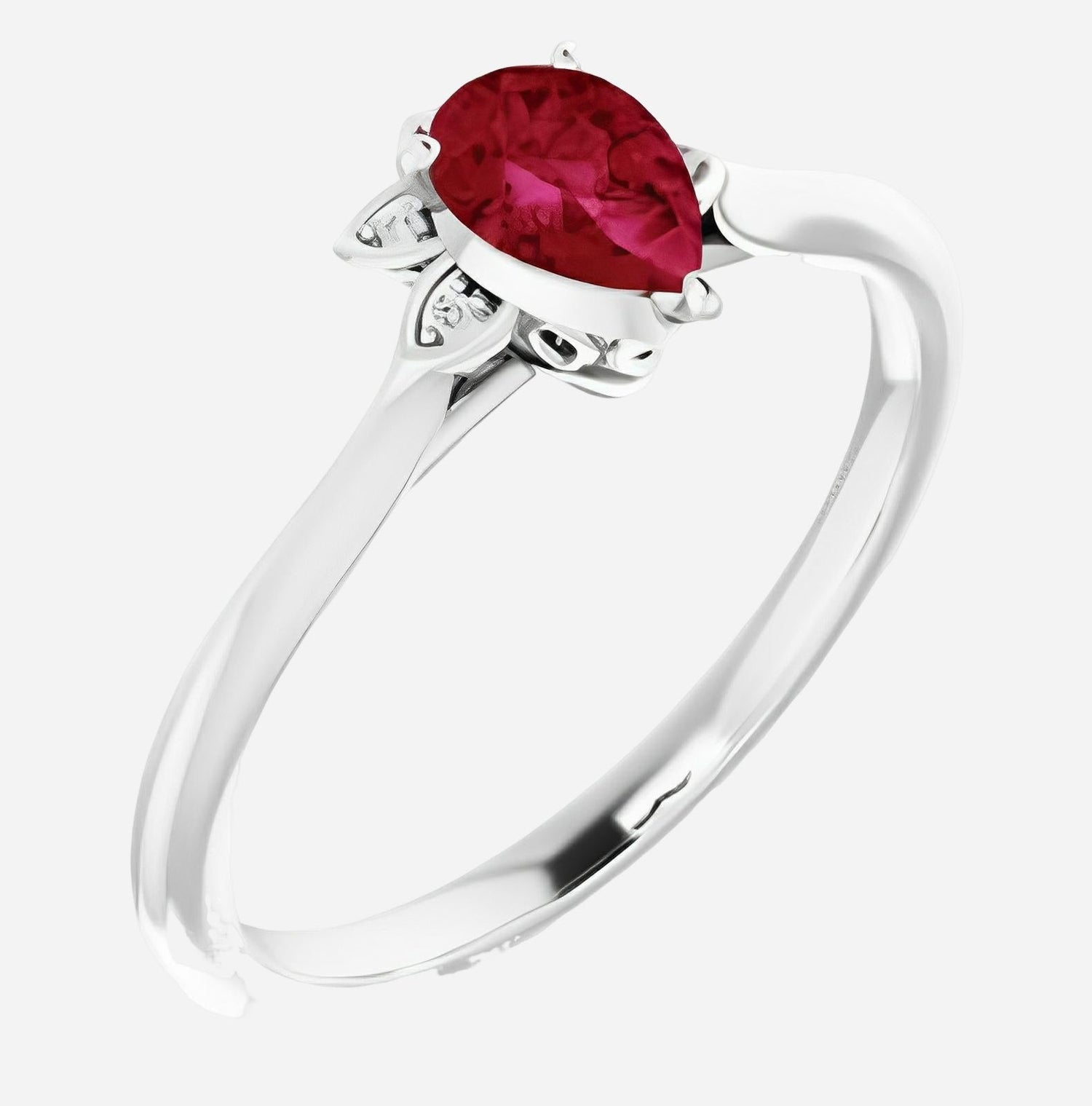 Color gem ring with imitation red ruby & lab grown diamonds