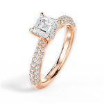 Kira Asscher Cut Lab Grown Diamond 18Kt Rose Gold Engagement Ring - View 3