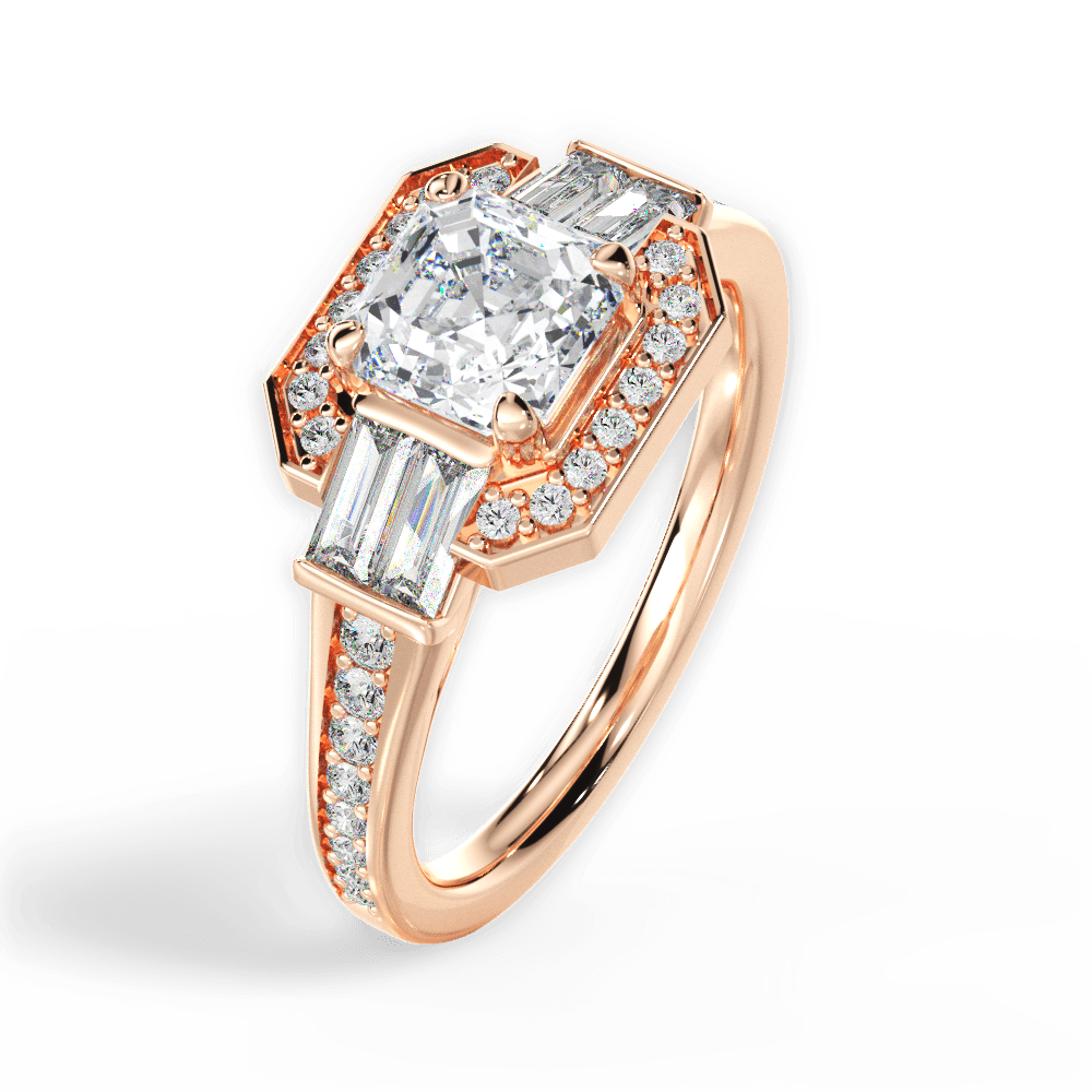 Katherine Asscher Cut Lab Grown Diamond 18Kt Rose Gold Engagement Ring - View 3