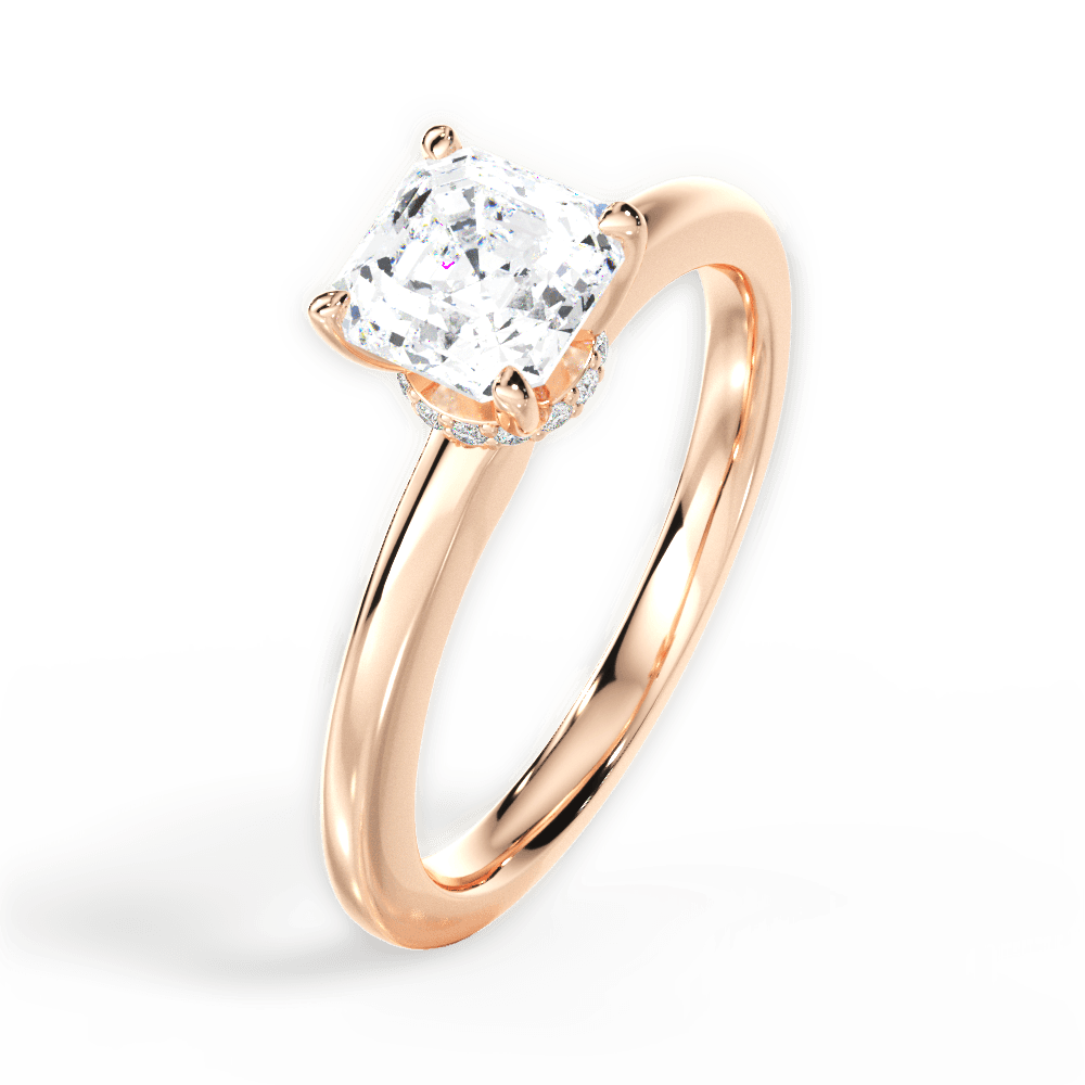 Cara Asscher Cut Lab Grown Diamond 18Kt Rose Gold Engagement Ring - View 4