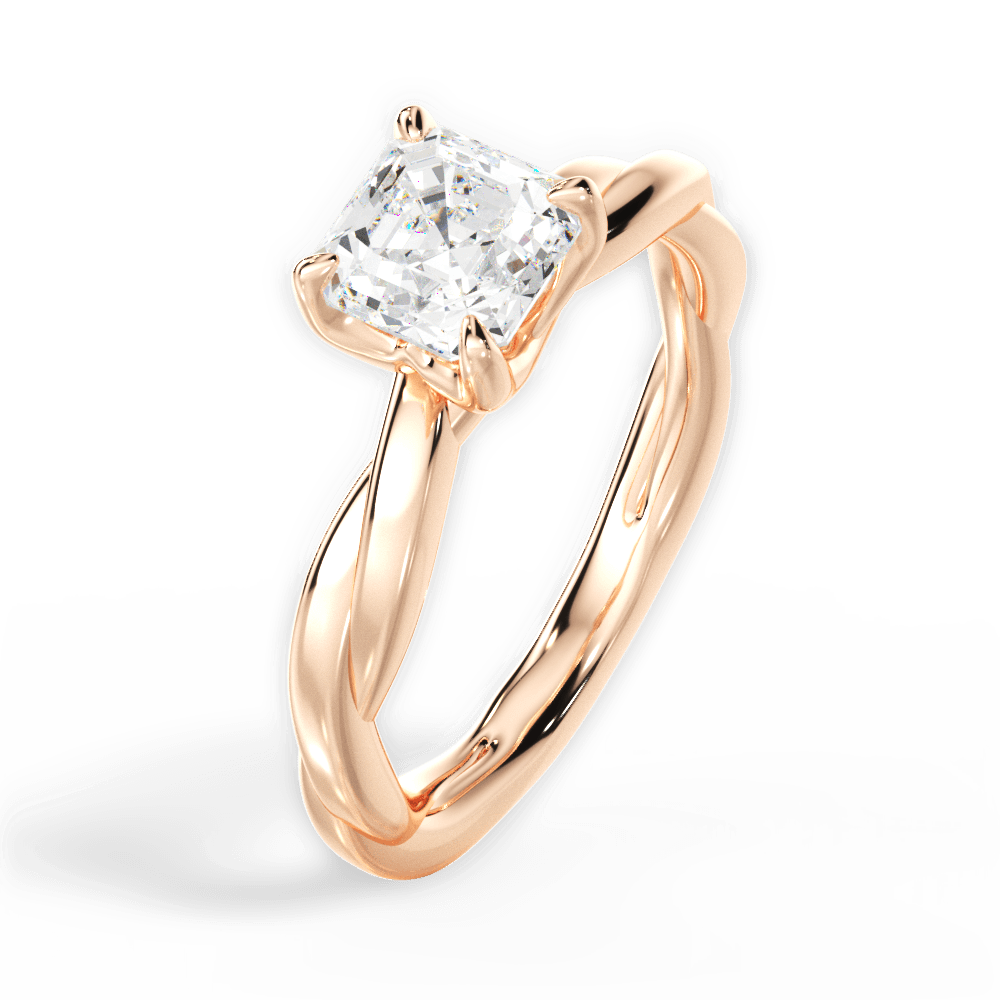 Bianca Asscher Cut Lab Grown Diamond 18Kt Rose Gold Engagement Ring - View 4