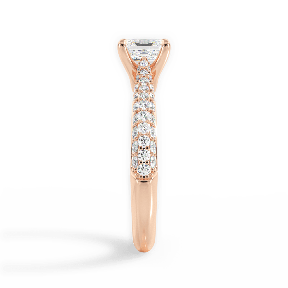 Kira Asscher Cut Lab Grown Diamond 18Kt Rose Gold Engagement Ring - View 4