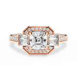 Katherine Asscher Cut Lab Grown Diamond 18Kt Rose Gold Engagement Ring