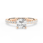 Elsie Asscher Cut Lab Grown Diamond 18Kt Rose Gold Engagement Ring