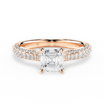 Kira Asscher Cut Lab Grown Diamond 18Kt Rose Gold Engagement Ring
