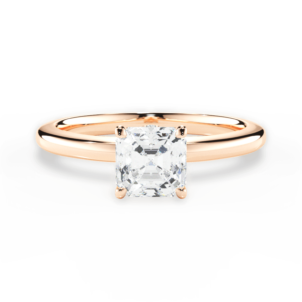 Cara Asscher Cut Lab Grown Diamond 18Kt Rose Gold Engagement Ring