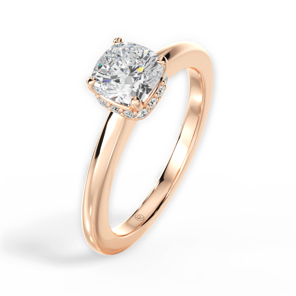 Brianna Cushion Cut Lab Grown Diamond 18Kt Rose Gold Engagement Ring - View 3