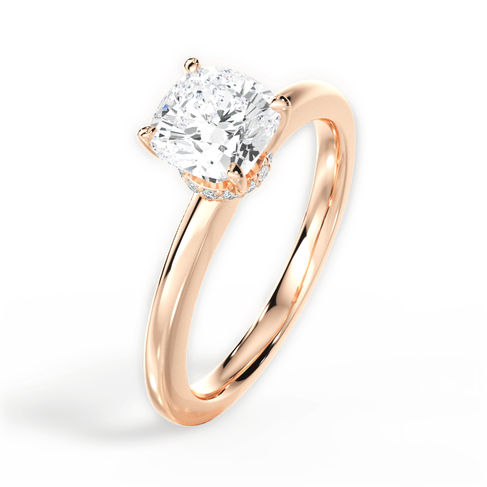 Cara Cushion Cut Lab Grown Diamond 18Kt Rose Gold Engagement Ring - View 4