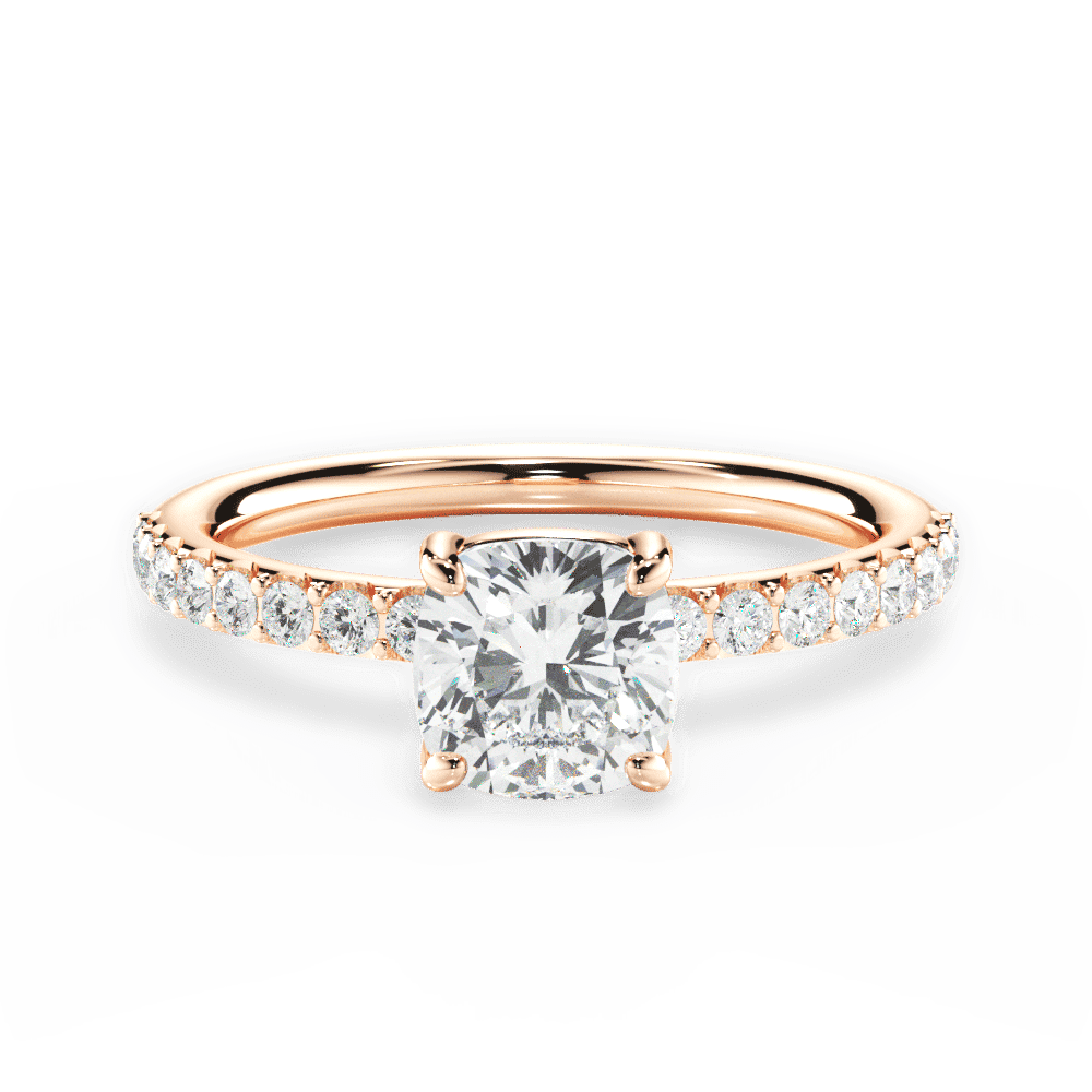 Elsie Cushion Cut Lab Grown Diamond 18Kt Rose Gold Engagement Ring