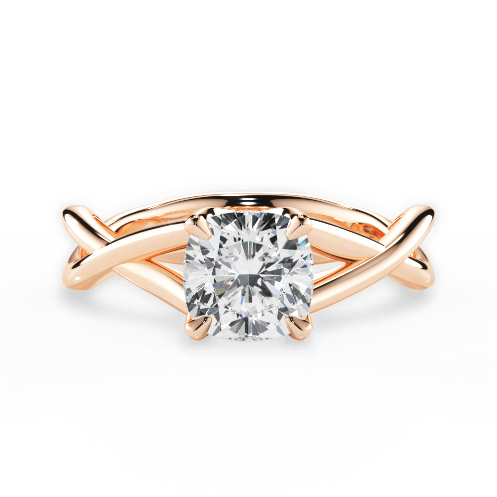 Aubrey Cushion Cut Lab Grown Diamond 18Kt Rose Gold Engagement Ring