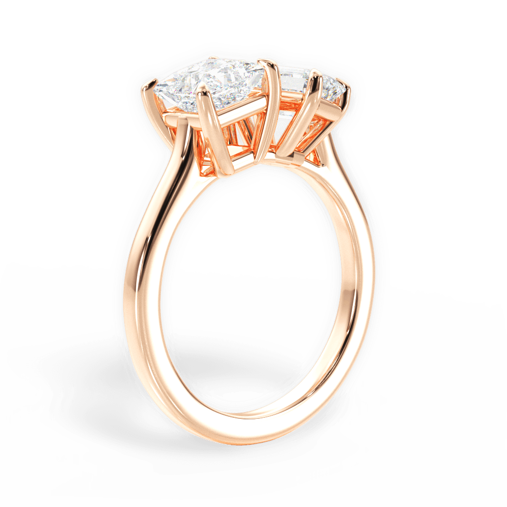 Lorraine Emerald Cut Lab Grown Diamond 18Kt Rose Gold Engagement Ring - View 3