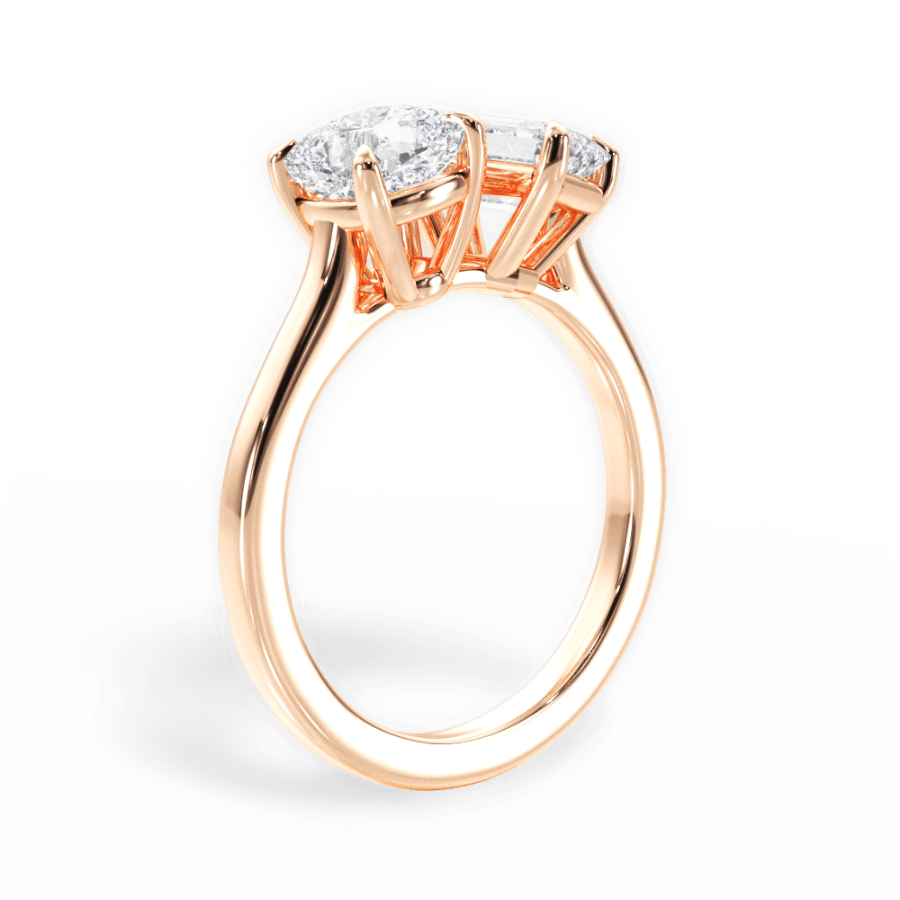 Lila Emerald Cut Lab Grown Diamond 18Kt Rose Gold Engagement Ring - View 3