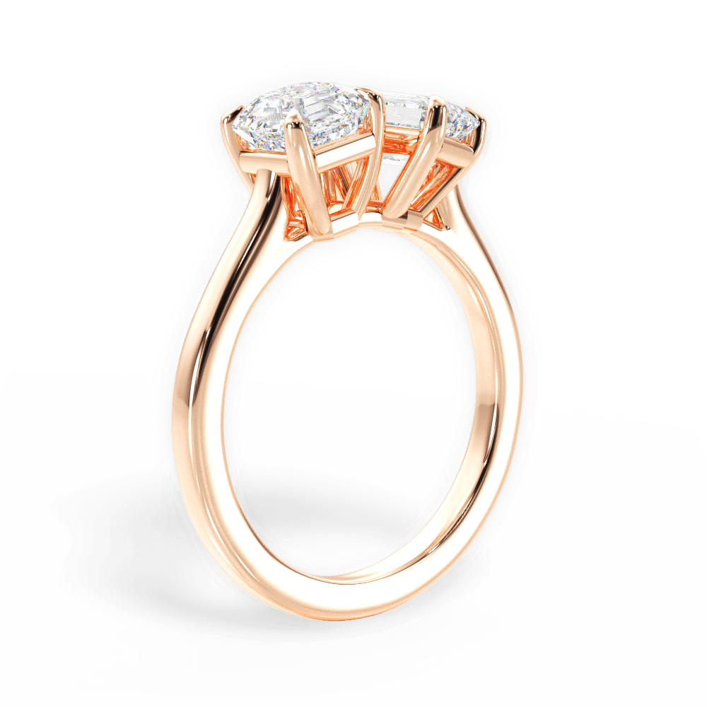 Leticia Emerald Cut Lab Grown Diamond 18Kt Rose Gold Engagement Ring - View 2