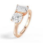 Lila Emerald Cut Lab Grown Diamond 18Kt Rose Gold Engagement Ring - View 4