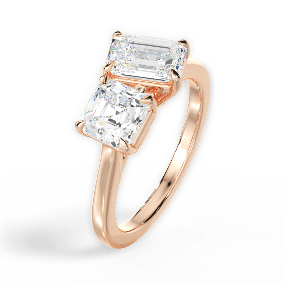 Leticia Emerald Cut Lab Grown Diamond 18Kt Rose Gold Engagement Ring - View 4