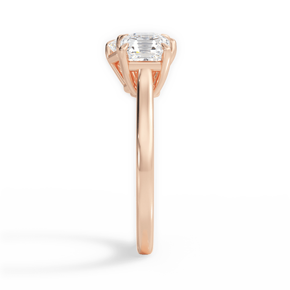 Leticia Emerald Cut Lab Grown Diamond 18Kt Rose Gold Engagement Ring - View 3