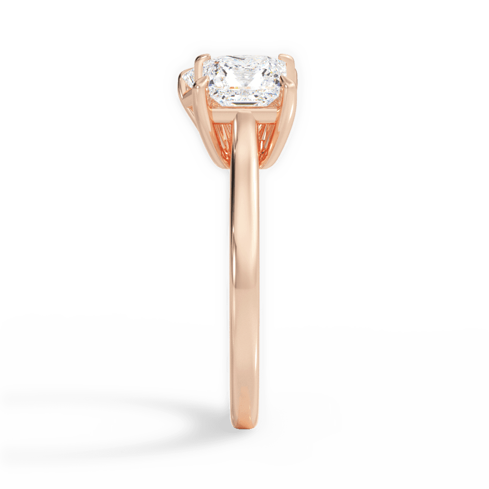 Lorraine Emerald Cut Lab Grown Diamond 18Kt Rose Gold Engagement Ring - View 2