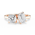 Lila Emerald Cut Lab Grown Diamond 18Kt Rose Gold Engagement Ring