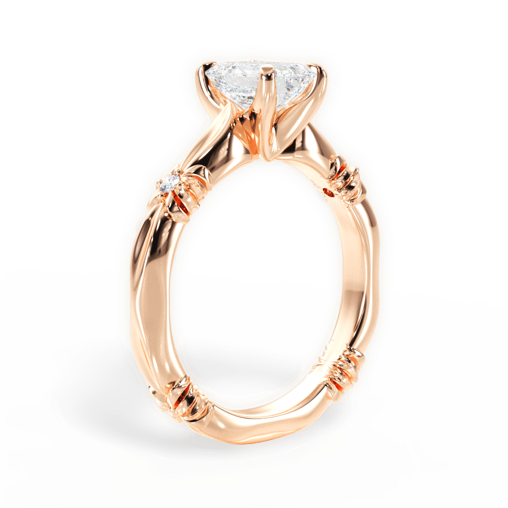 Claire Emerald Cut Lab Grown Diamond 18Kt Rose Gold Engagement Ring - View 3