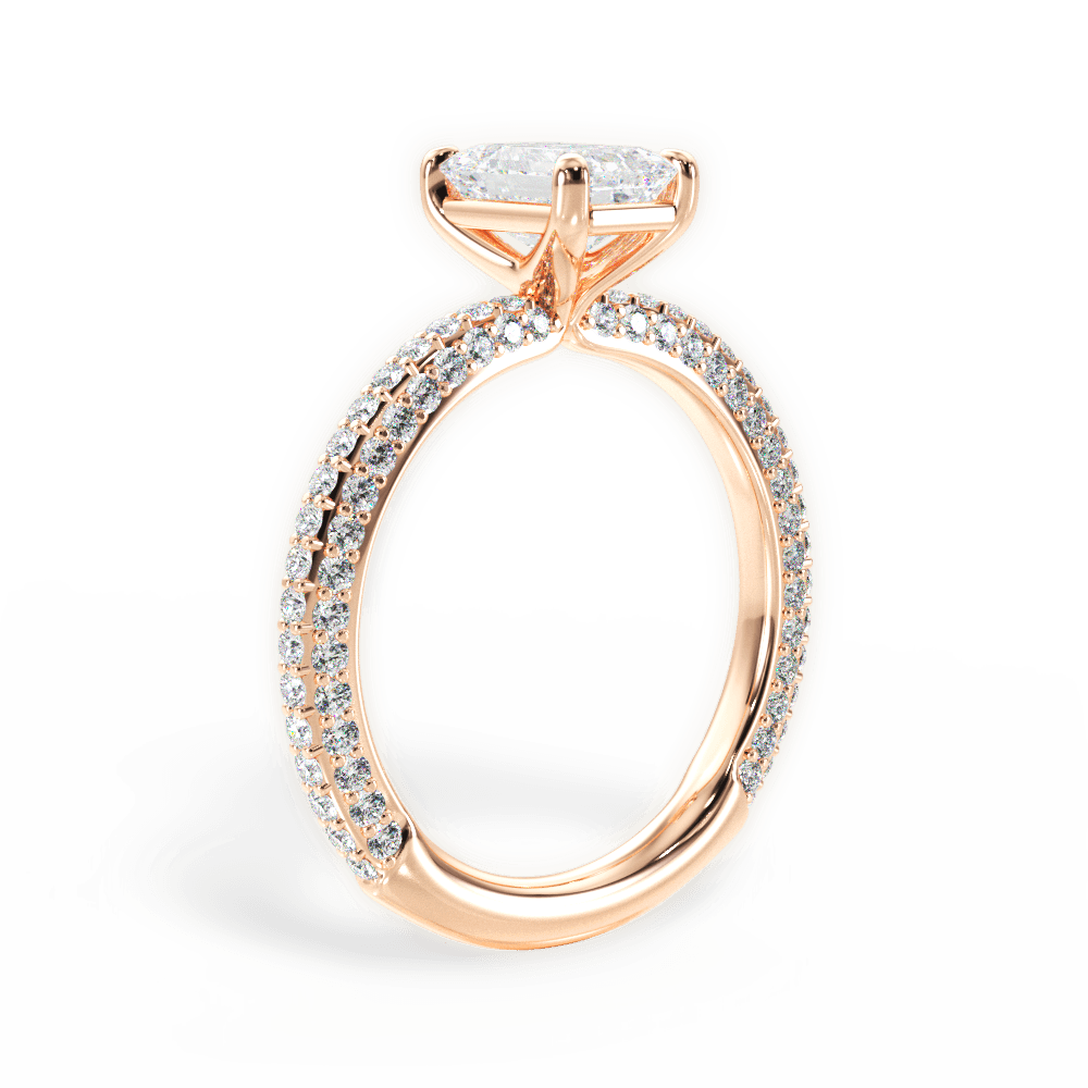Kristen Emerald Cut Lab Grown Diamond 18Kt Rose Gold Engagement Ring - View 2