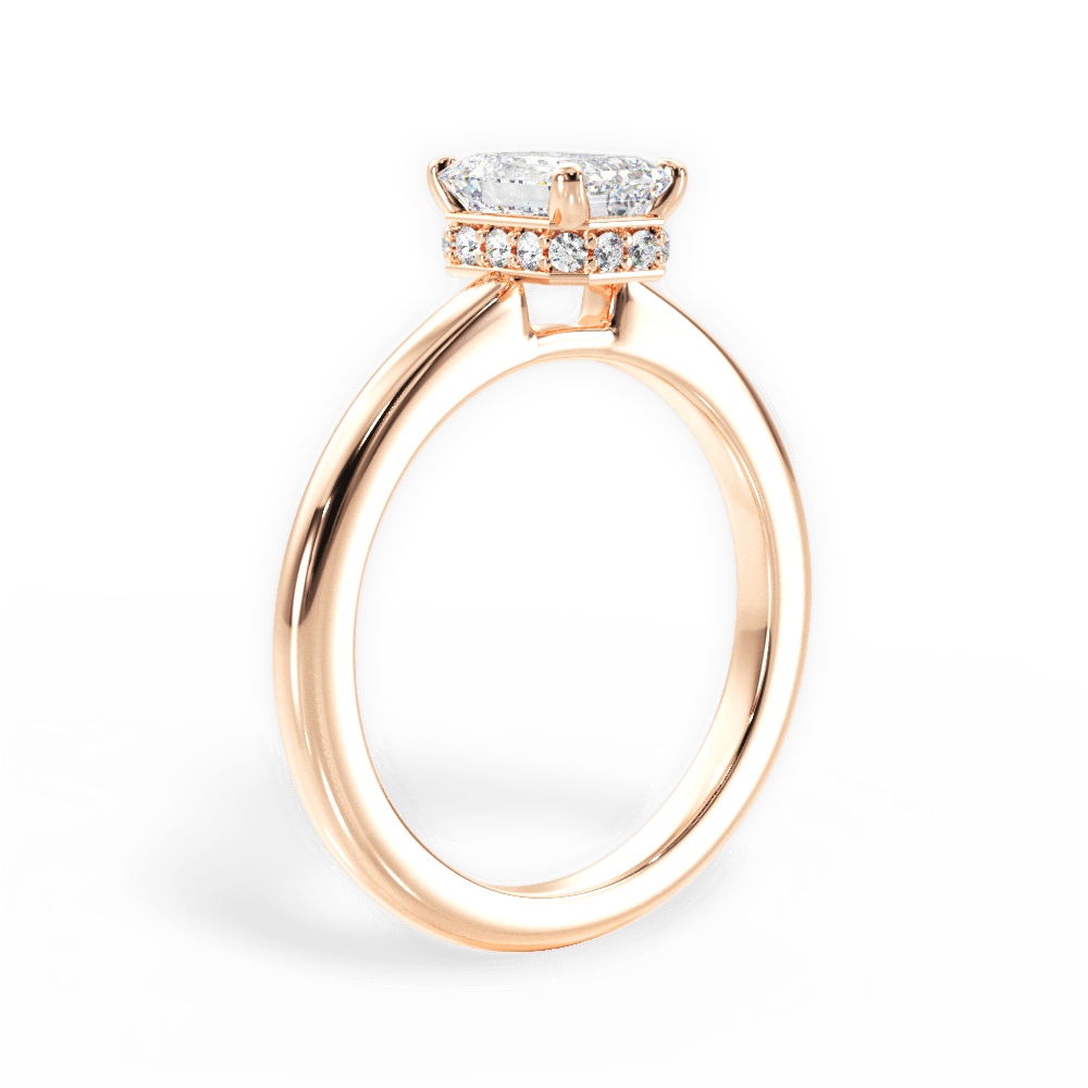 Brianna Emerald Cut Lab Grown Diamond 18Kt Rose Gold Engagement Ring - View 3