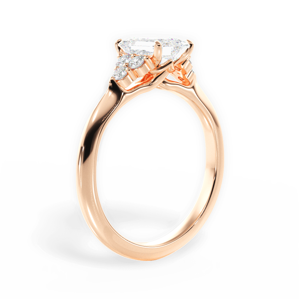 Celeste Emerald Cut Lab Grown Diamond 18Kt Rose Gold Engagement Ring - View 3