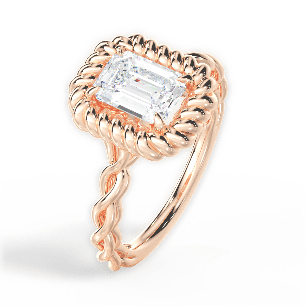 Belinda Emerald Cut Lab Grown Diamond 18Kt Rose Gold Engagement Ring - View 2