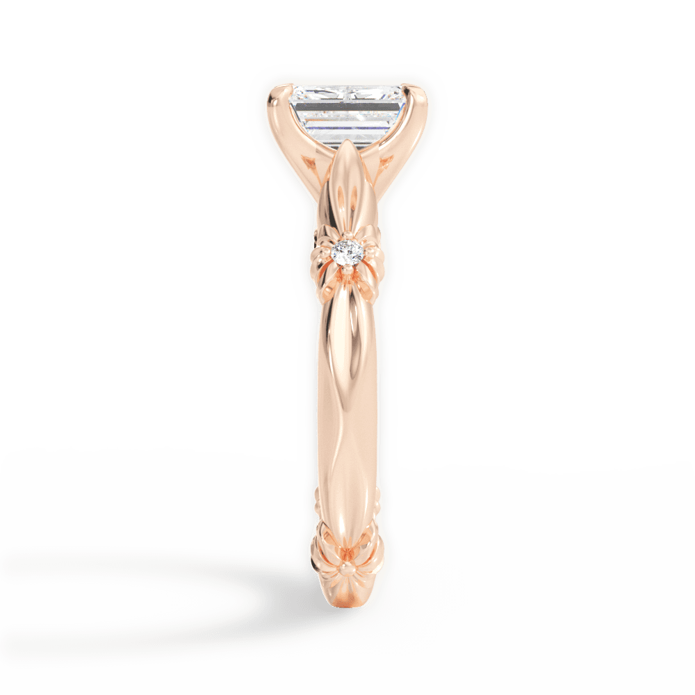 Claire Emerald Cut Lab Grown Diamond 18Kt Rose Gold Engagement Ring - View 2