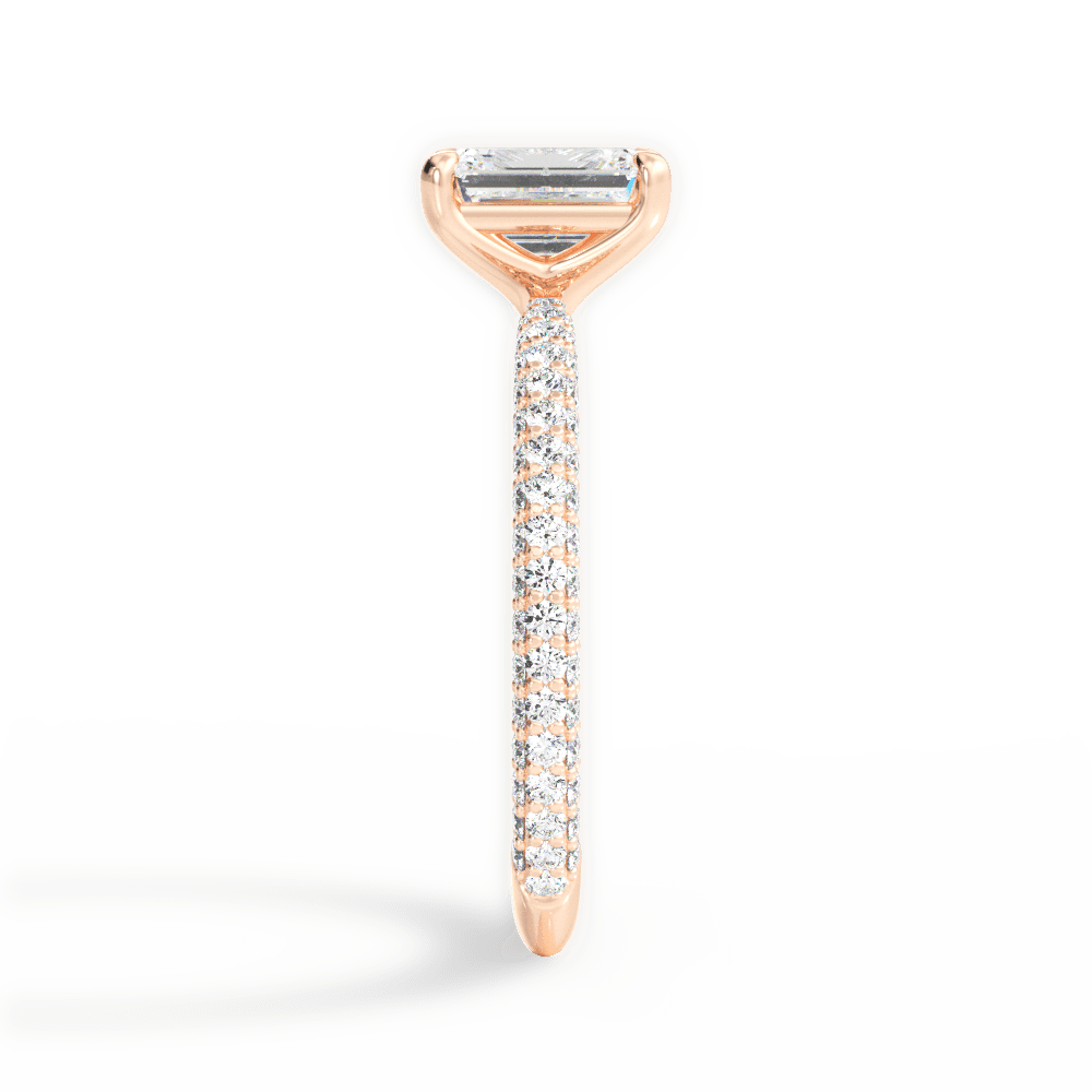 Kristen Emerald Cut Lab Grown Diamond 18Kt Rose Gold Engagement Ring - View 4