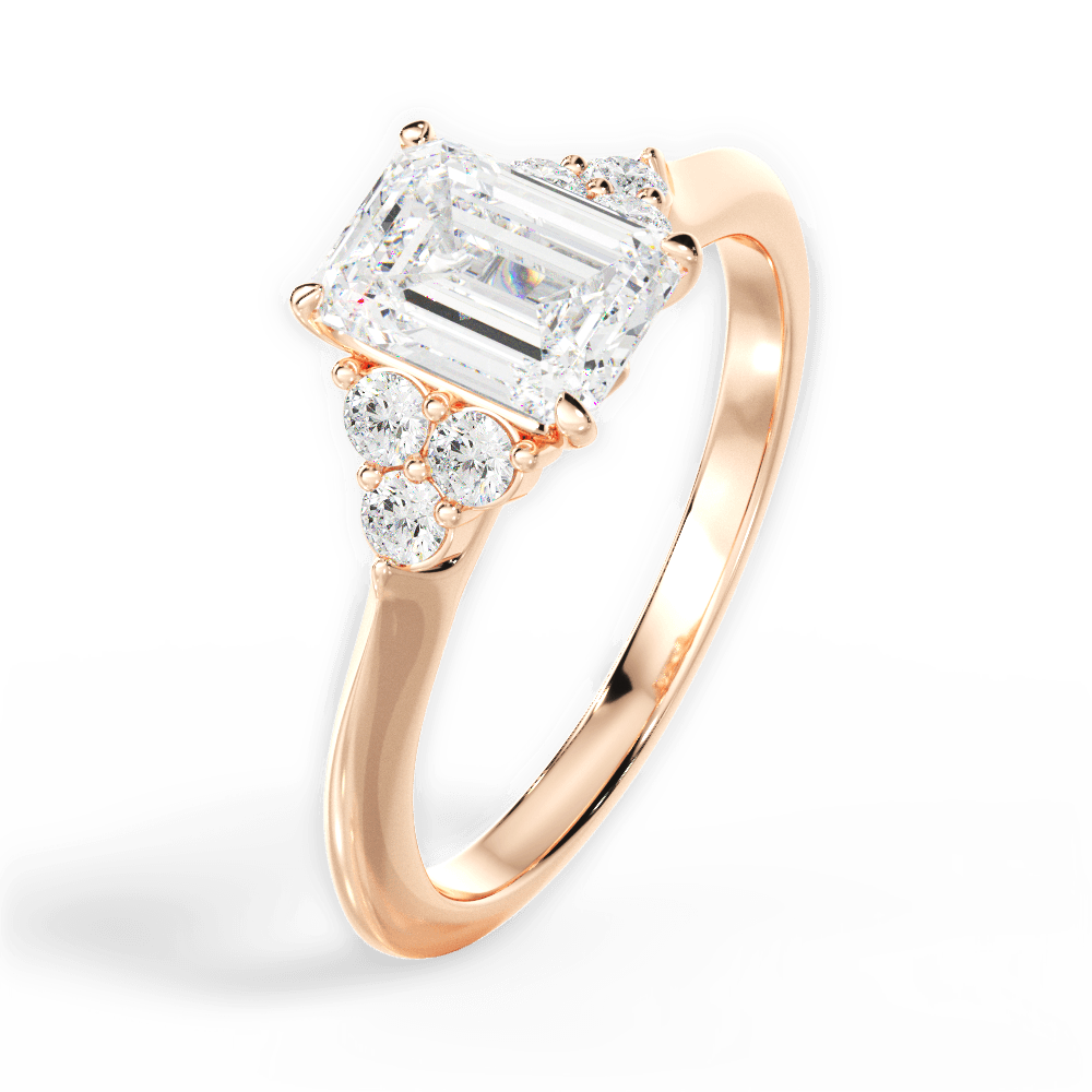 Celeste Emerald Cut Lab Grown Diamond 18Kt Rose Gold Engagement Ring - View 4