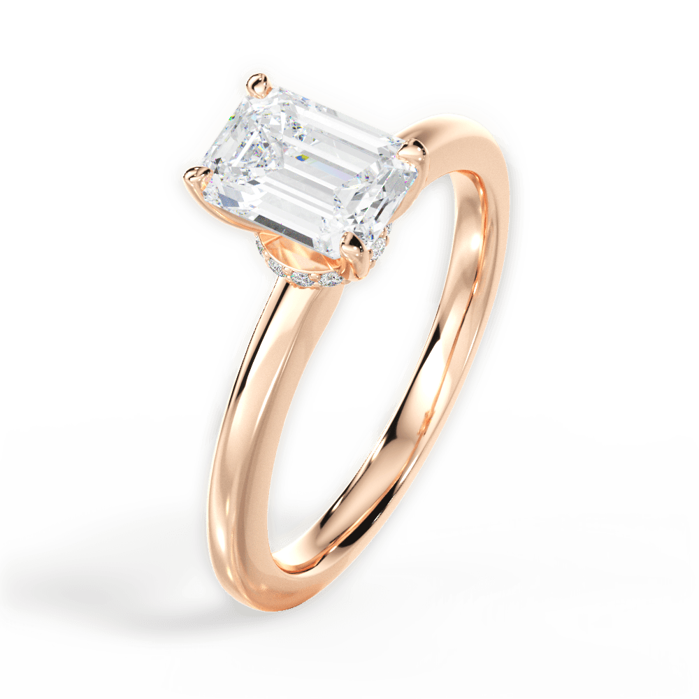 Cara Emerald Cut Lab Grown Diamond 18Kt Rose Gold Engagement Ring - View 2