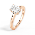 Brianna Emerald Cut Lab Grown Diamond 18Kt Rose Gold Engagement Ring - View 2