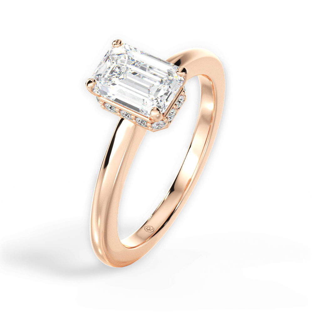 Brianna Emerald Cut Lab Grown Diamond 18Kt Rose Gold Engagement Ring - View 2