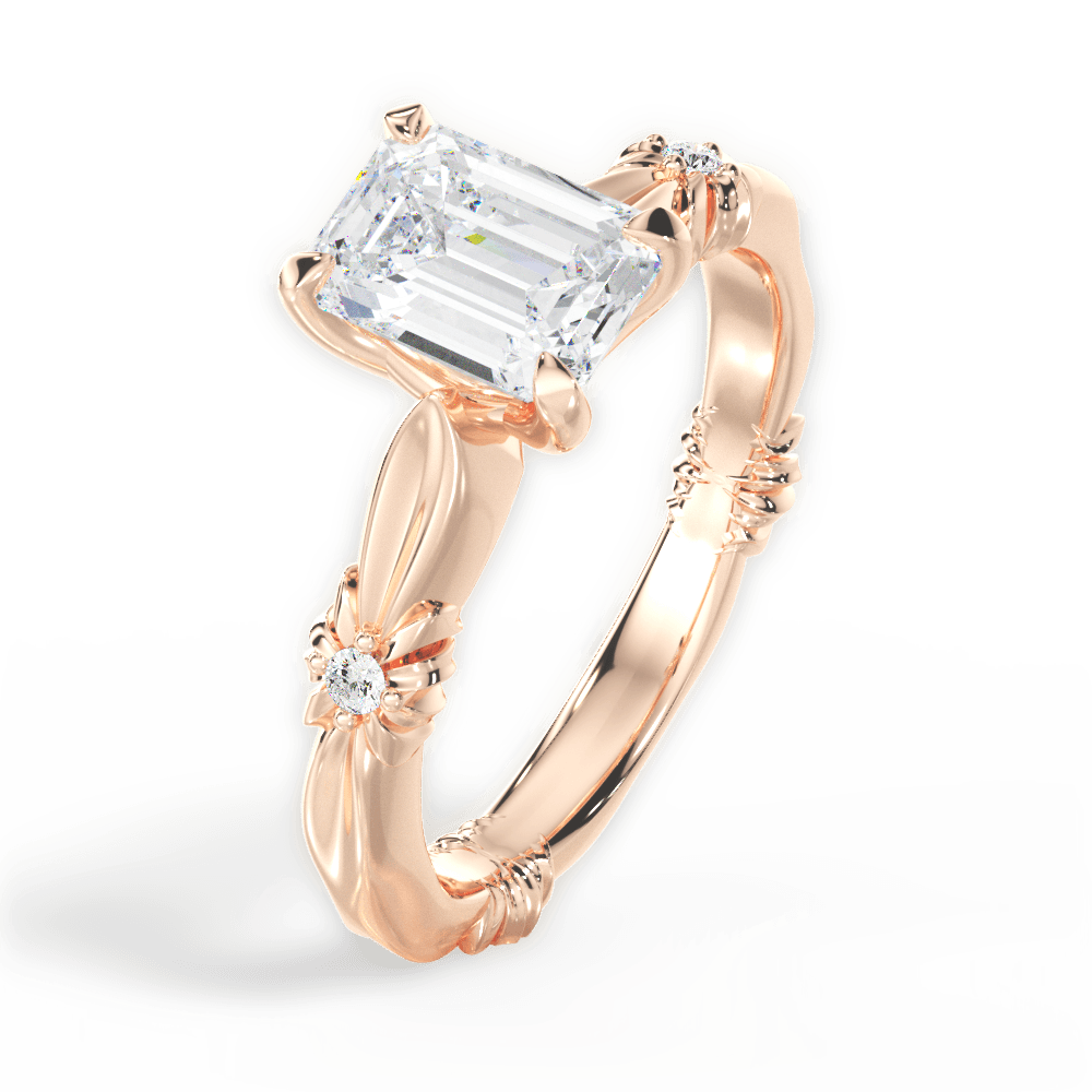 Claire Emerald Cut Lab Grown Diamond 18Kt Rose Gold Engagement Ring - View 4