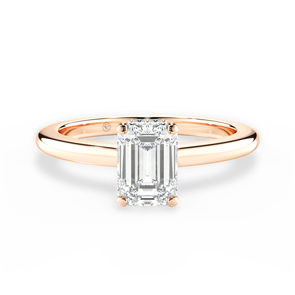 Brianna Emerald Cut Lab Grown Diamond 18Kt Rose Gold Engagement Ring