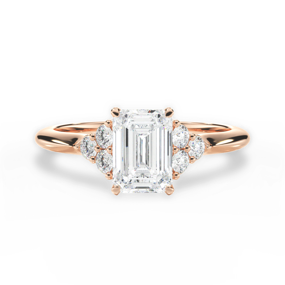 Celeste Emerald Cut Lab Grown Diamond 18Kt Rose Gold Engagement Ring