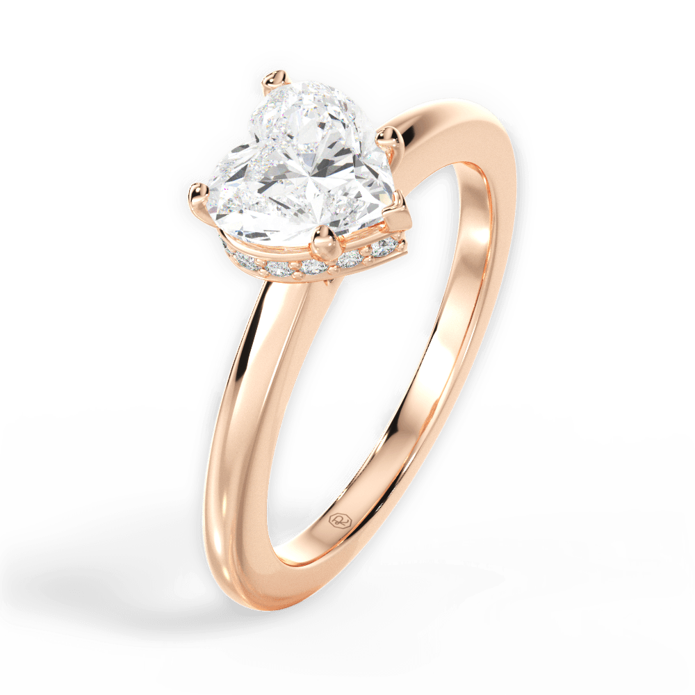 Brianna Heart Cut Lab Grown Diamond 18Kt Rose Gold Engagement Ring - View 4