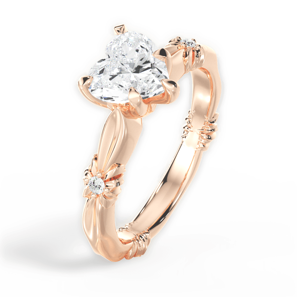 Claire Heart Cut Lab Grown Diamond 18Kt Rose Gold Engagement Ring - View 4