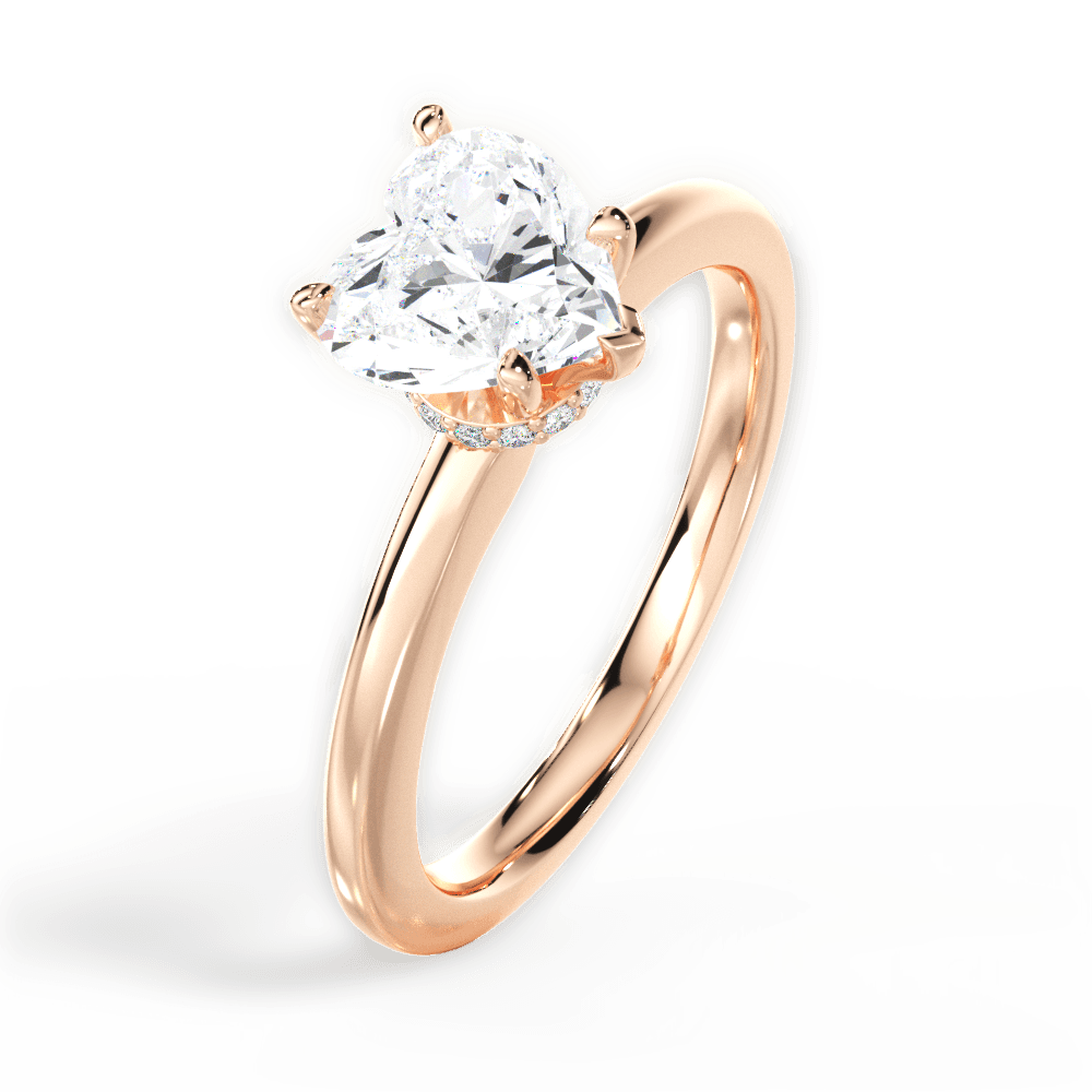 Cara Heart Cut Lab Grown Diamond 18Kt Rose Gold Engagement Ring - View 2