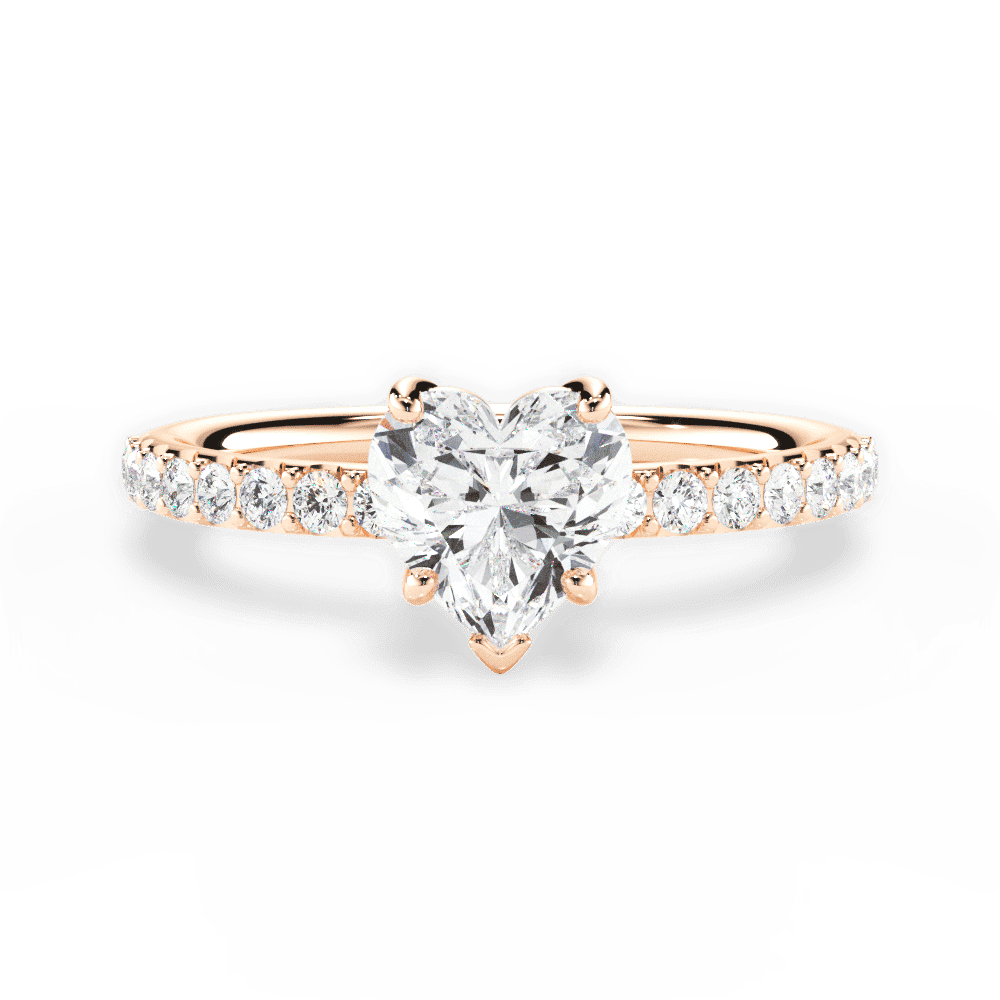 Elsie Heart Cut Lab Grown Diamond 18Kt Rose Gold Engagement Ring