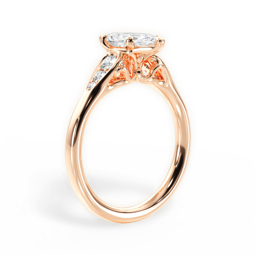 Cecilia Marquise Cut Lab Grown Diamond 18Kt Rose Gold Engagement Ring - View 3