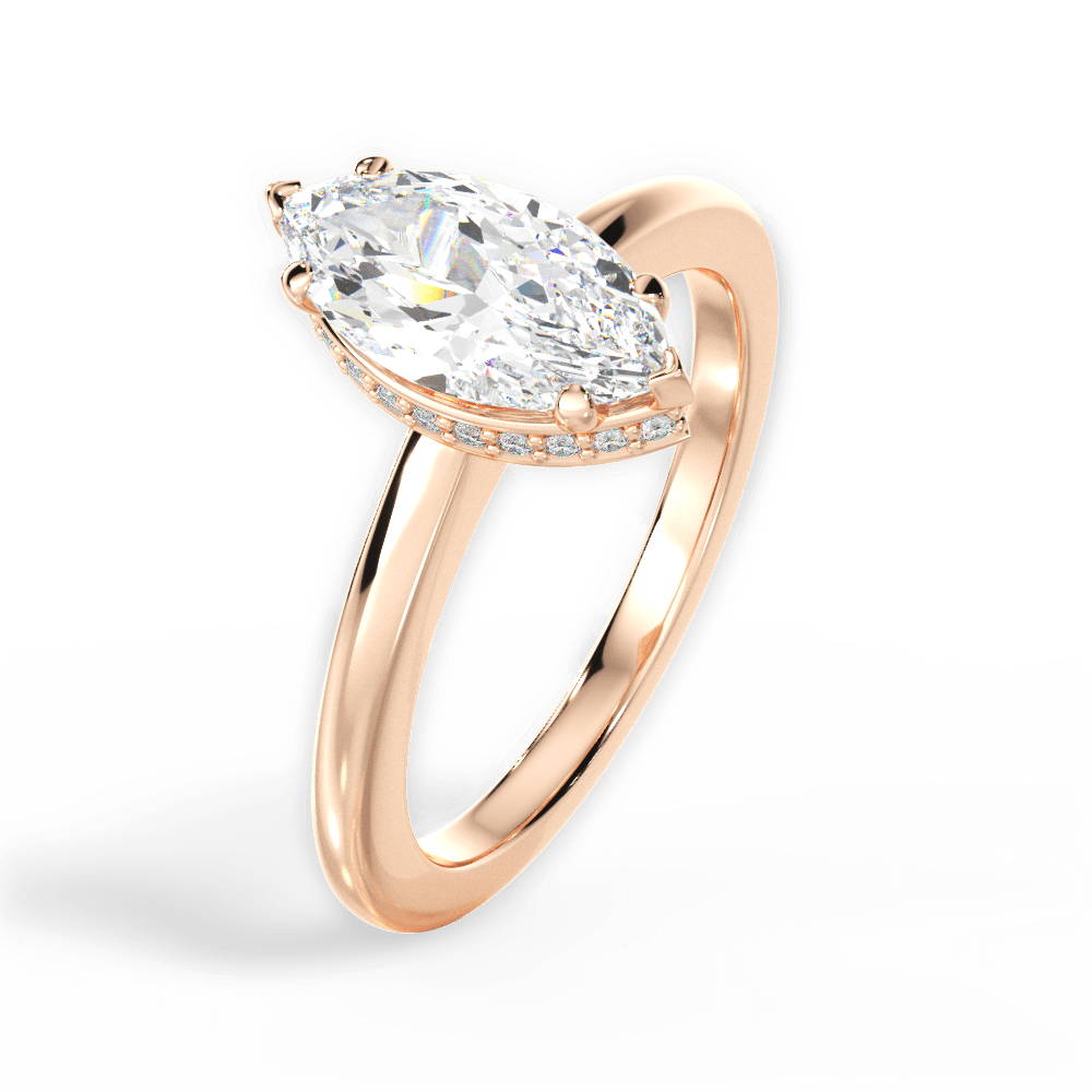 Brianna Marquise Cut Lab Grown Diamond 18Kt Rose Gold Engagement Ring - View 3