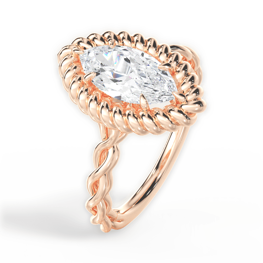 Belinda Marquise Cut Lab Grown Diamond 18Kt Rose Gold Engagement Ring - View 3