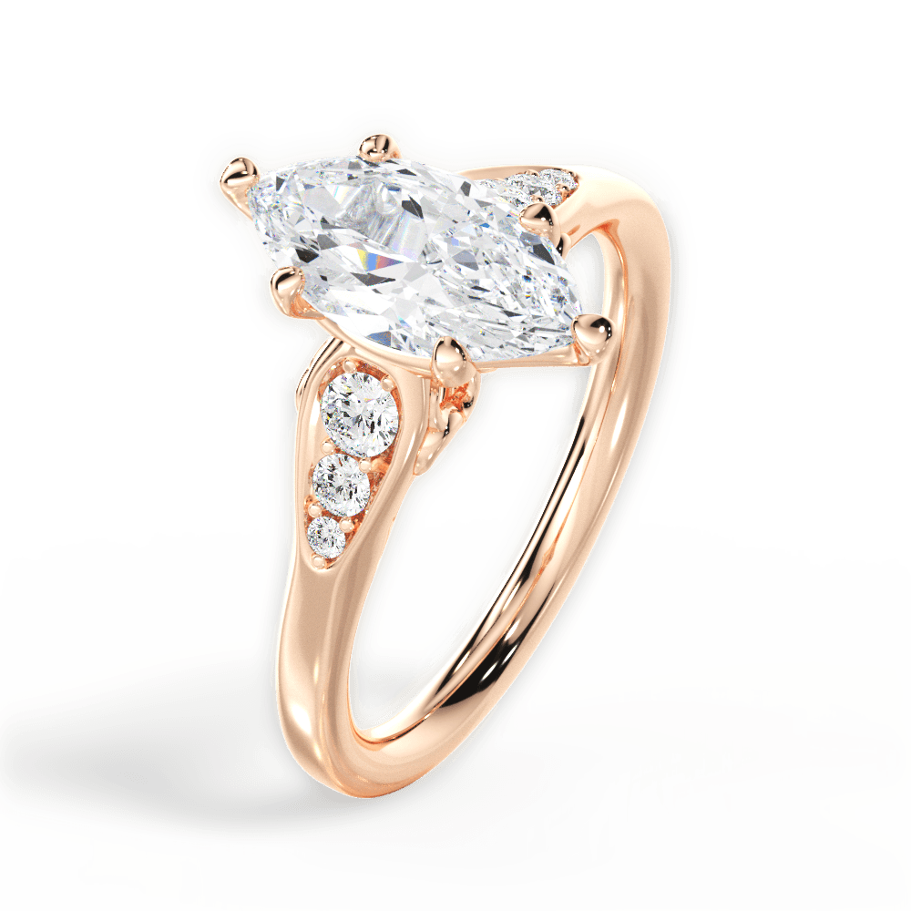 Cecilia Marquise Cut Lab Grown Diamond 18Kt Rose Gold Engagement Ring - View 4
