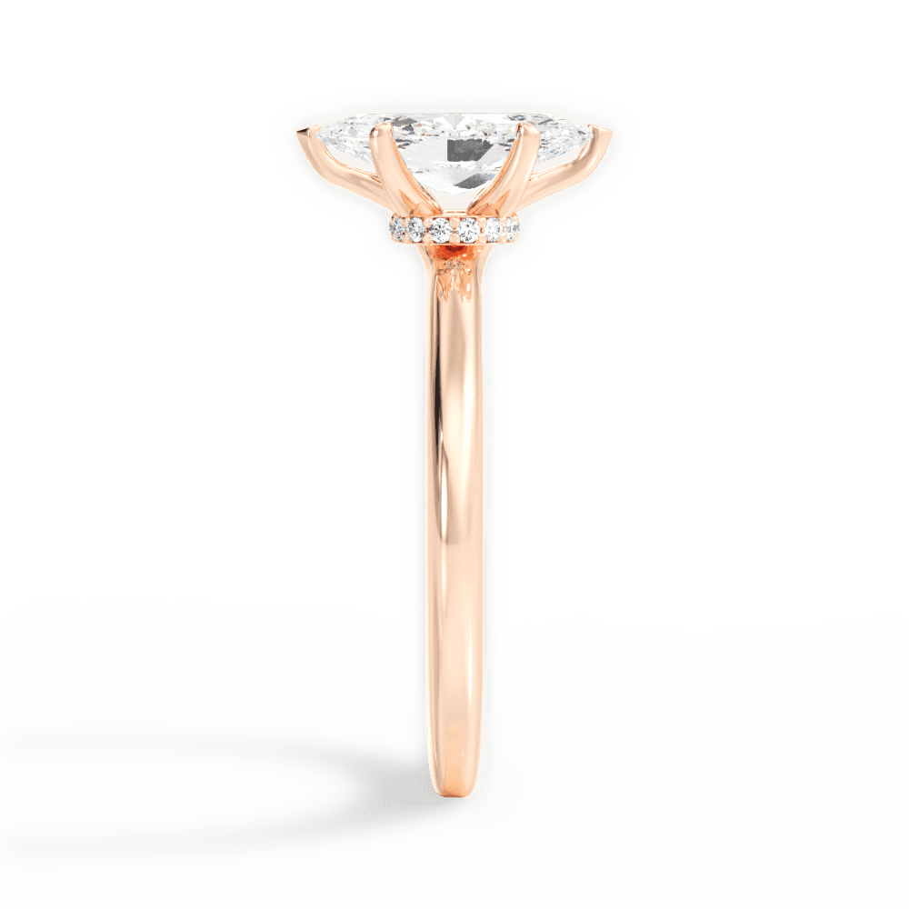 Cara Marquise Cut Lab Grown Diamond 18Kt Rose Gold Engagement Ring - View 4