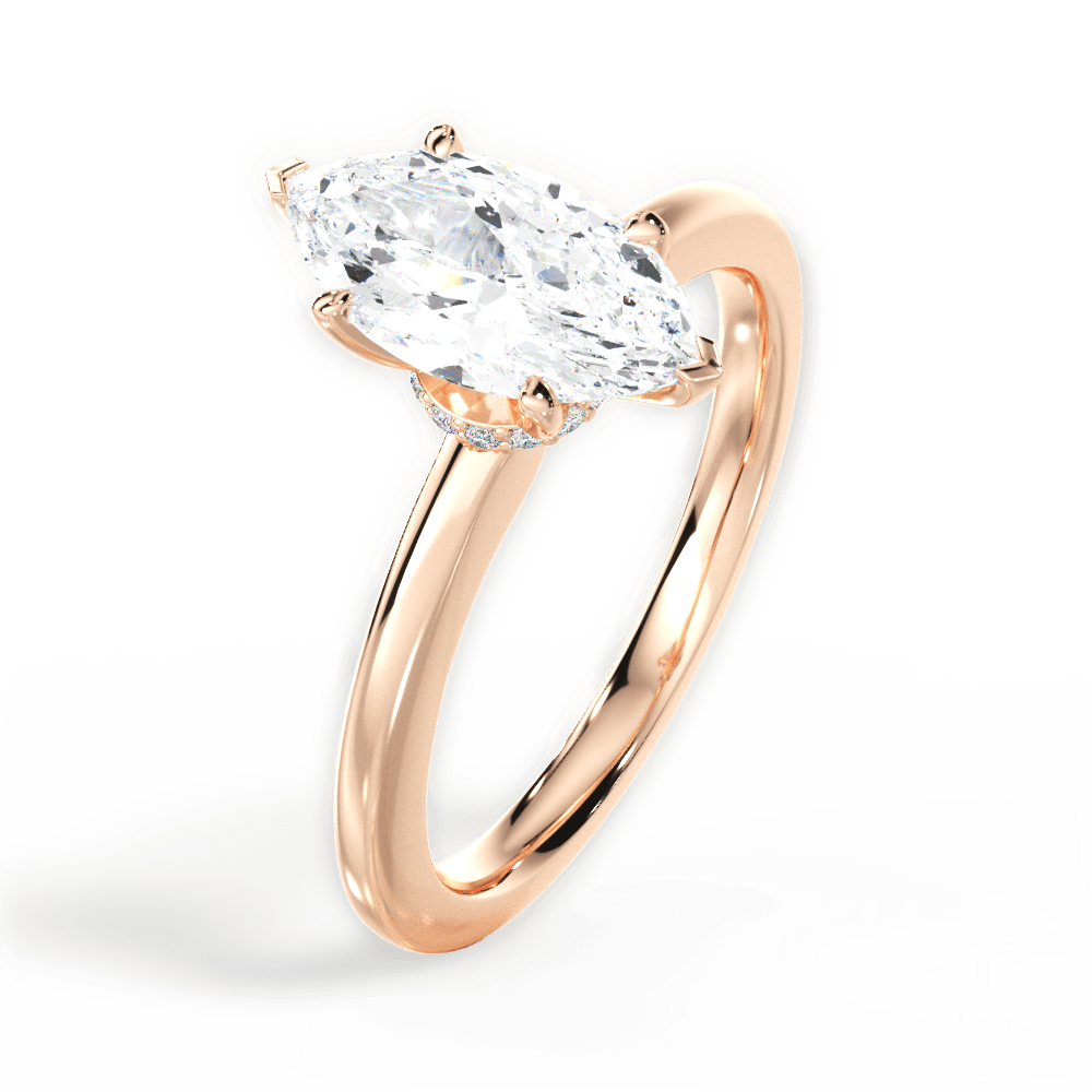 Cara Marquise Cut Lab Grown Diamond 18Kt Rose Gold Engagement Ring - View 2