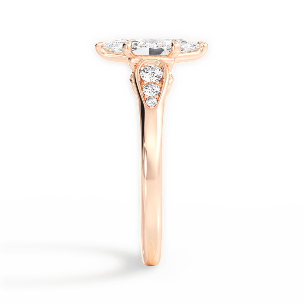 Cecilia Marquise Cut Lab Grown Diamond 18Kt Rose Gold Engagement Ring - View 2