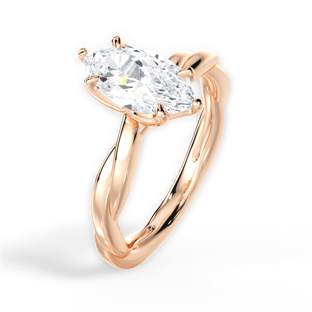 Bianca Marquise Cut Lab Grown Diamond 18Kt Rose Gold Engagement Ring - View 4
