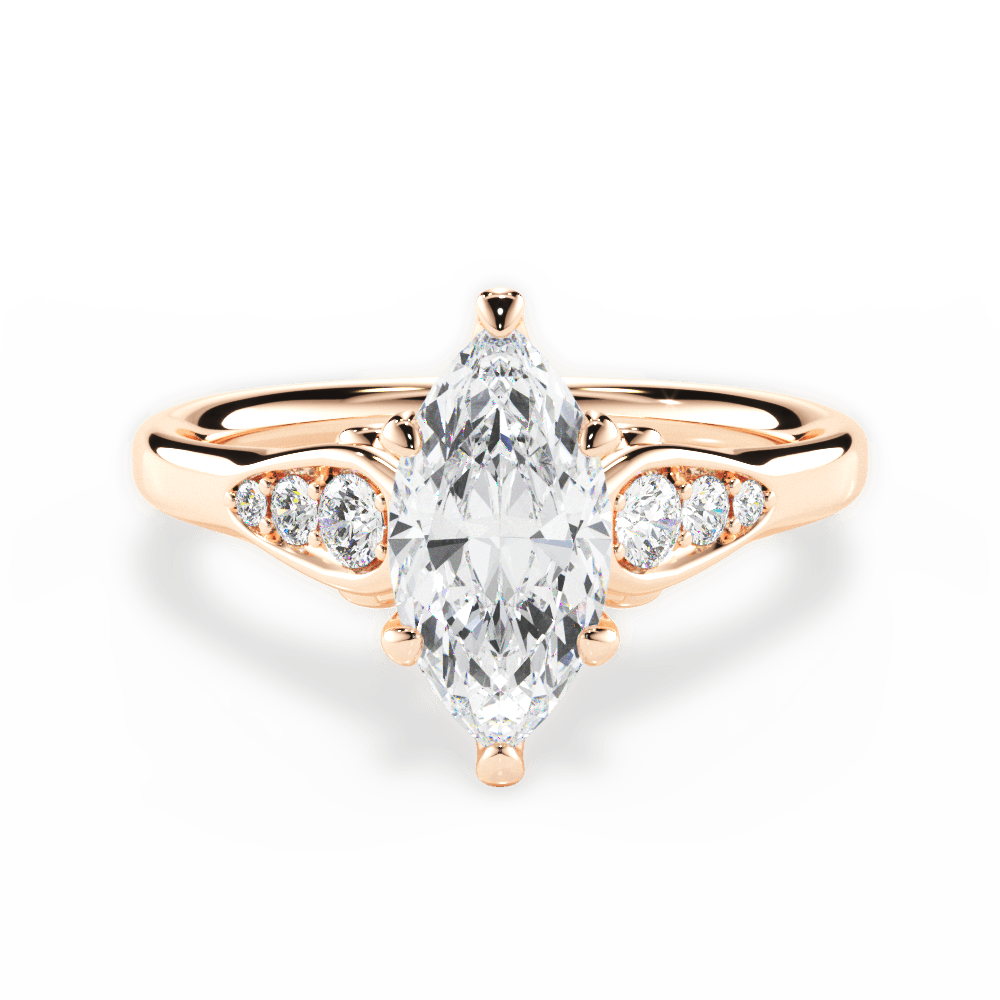 Cecilia Marquise Cut Lab Grown Diamond 18Kt Rose Gold Engagement Ring