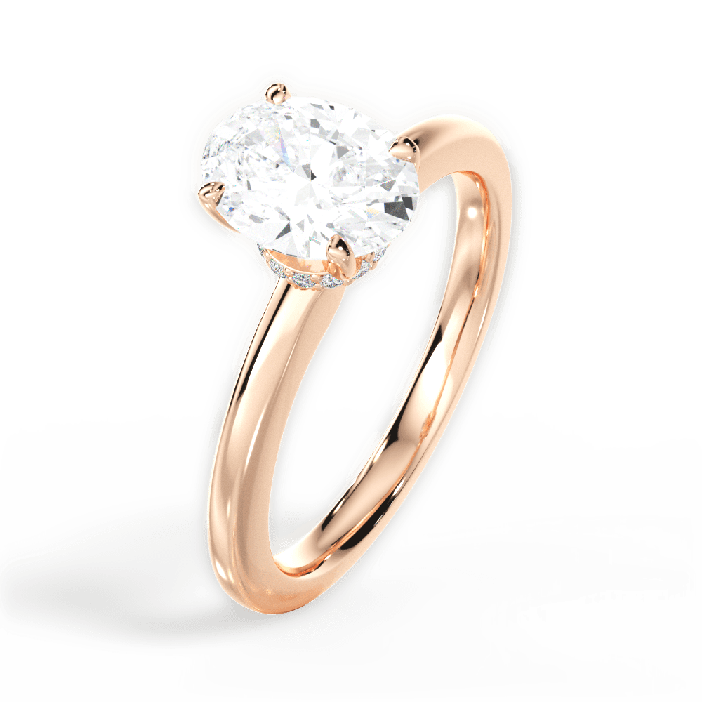Cara Oval Cut Lab Grown Diamond 18Kt Rose Gold Engagement Ring - View 2